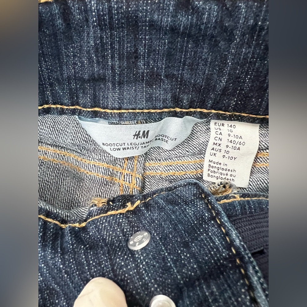 H&M Bootcut Leg Low Jeans Dark Denim Blue Wash Adjustable Waist Girls Size 10 #3 - Picture 8 of 10